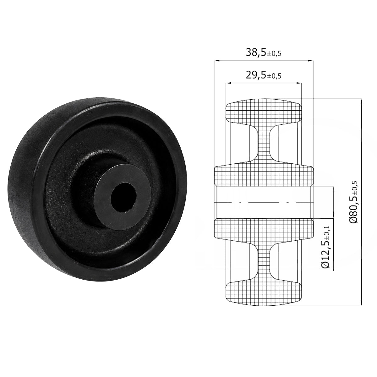 Polyamid Rolle Ø 80 mm PA66 GF30 bis 250°C Hitzebeständig Industrie Rad 9E