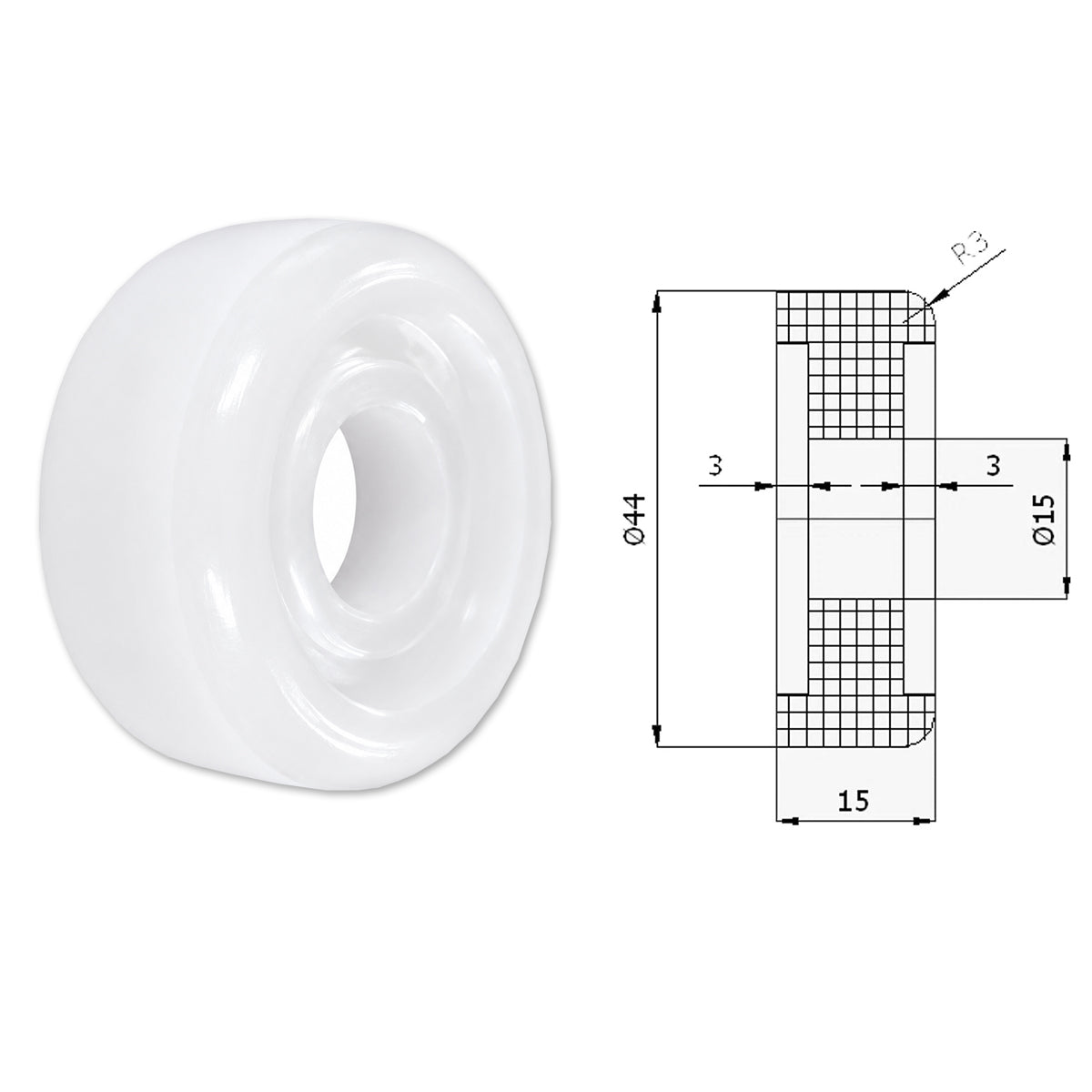 Polyamid Rolle Ø 44 mm mit Gleitlager Kunststoffrolle Industrierollen RB-44