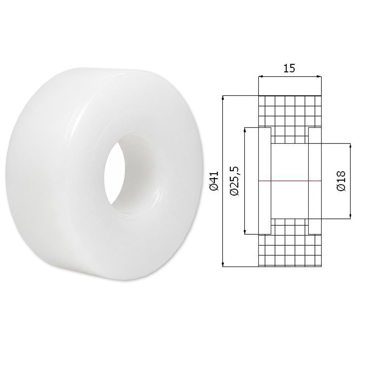Polyamid Rolle Ø41 mm mit Gleitlager Kunststoffrolle Industrierollen RB-41-15/18