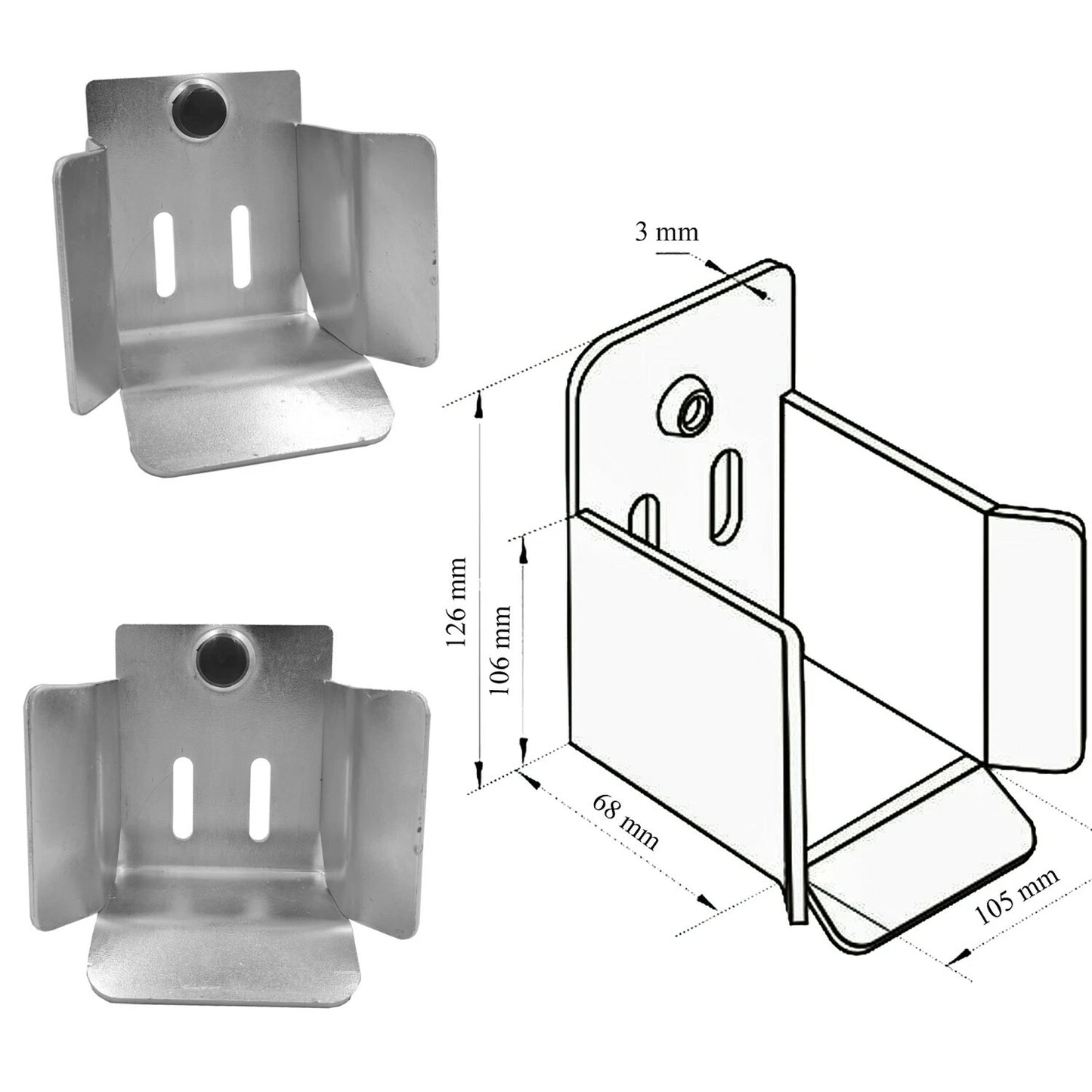 Einlaufbuchse für Schiebetor 40/100x100 mm Verzinkt Obere Torführung GN-100