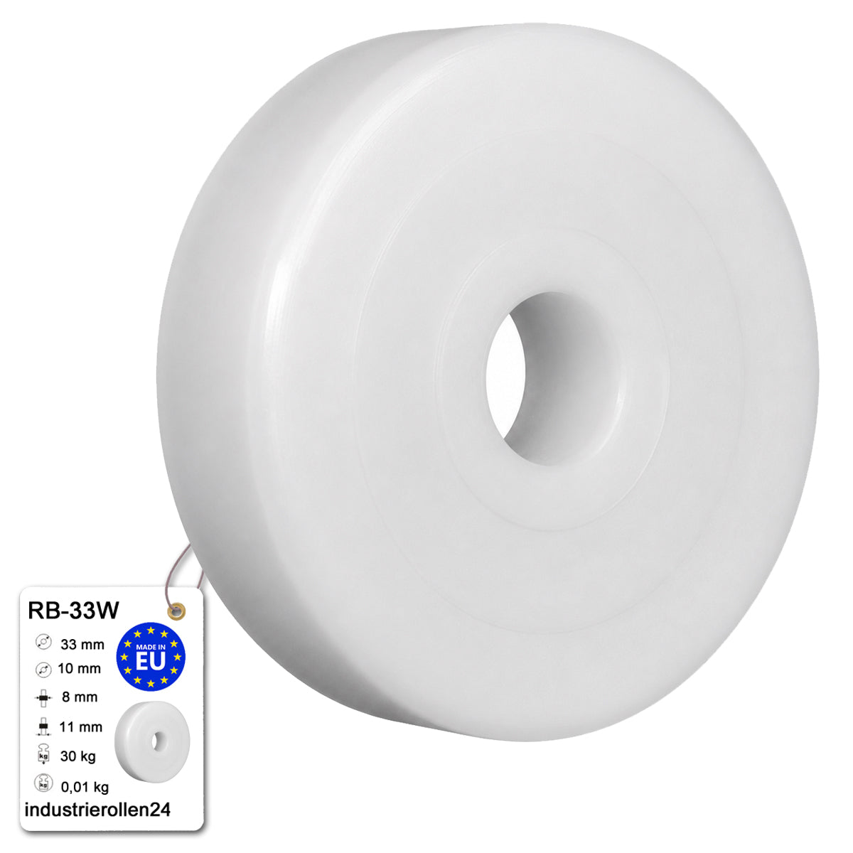 Polyamid Rolle Ø 33 mm mit Gleitlager Kunststoffrolle Industrierollen RB-33W