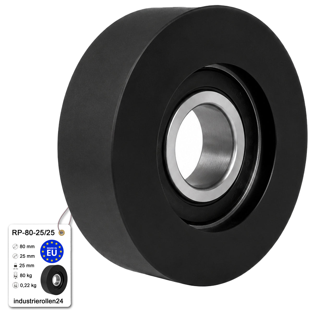 Polyamid Rolle Ø 80mm mit Kugellager Kunststoffrolle Industrierollen RP-80-25/25
