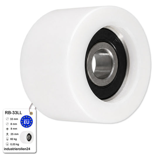 Teilen Polyamid Rolle Ø 33 mm mit Kugellager Kunststoffrolle Industrierollen RB-33LL