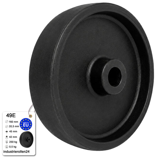Polyamid Rolle Ø 160 mm PA66 GF30 bis 250°C Hitzebeständig Industrie Rad 49E