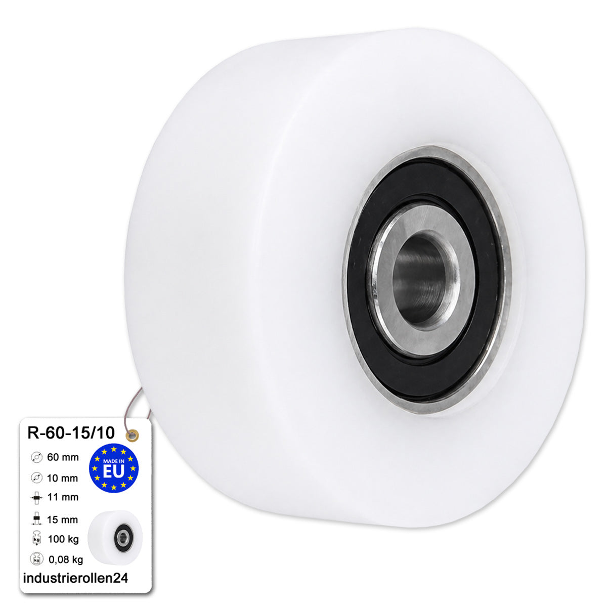 Polyamid Rolle Ø 60 mm mit Kugellager Kunststoffrolle Industrierollen R-60-15/10