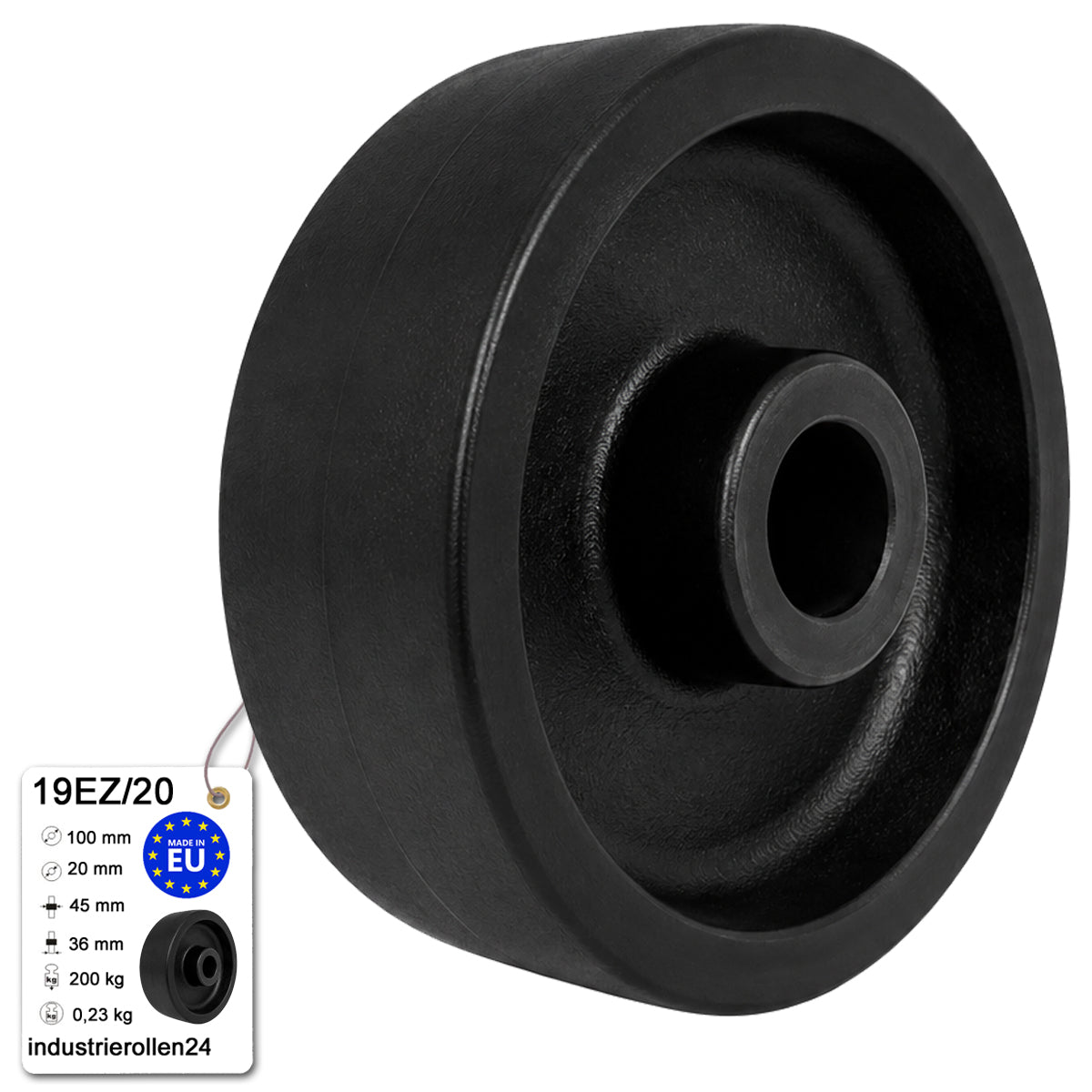 Polyamid Rolle Ø 100mm PA66 GF30 bis 250°C Hitzebeständig Industrie Rad 19EZ/20