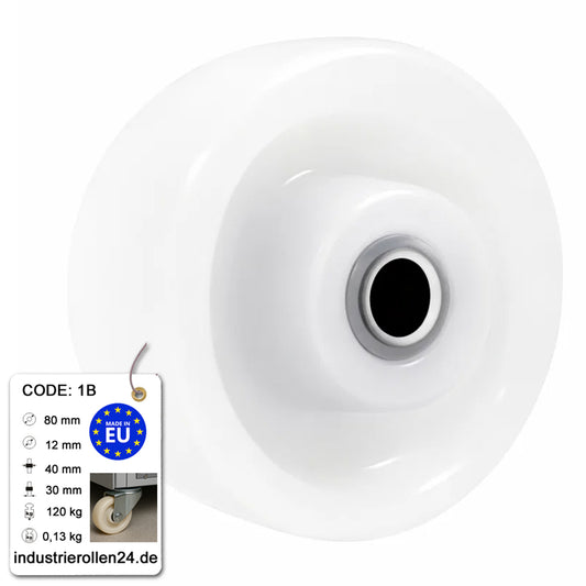 Transportrad Ø80 mm – Weißes Polyamidrad für Wagen, Code: 1B