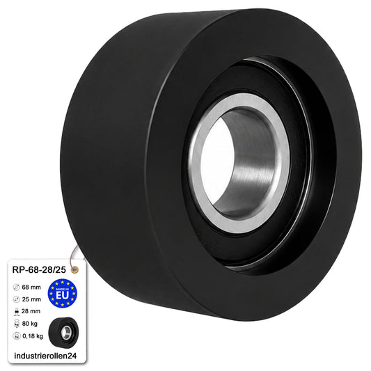 Polyamid Rolle Ø 68mm mit Kugellager Kunststoffrolle Industrierollen RP-68-28/25