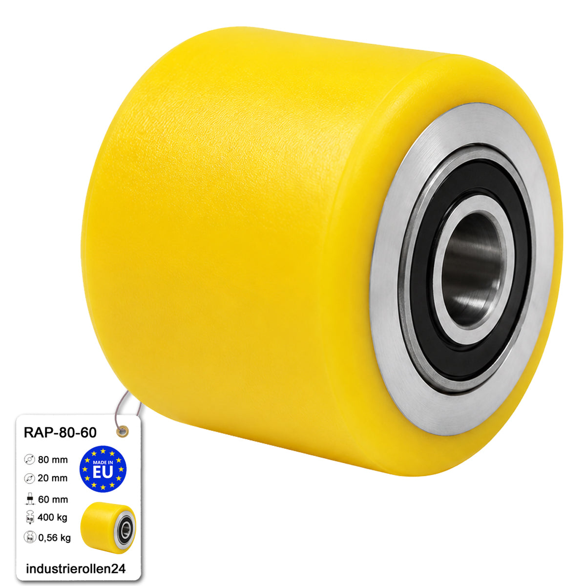 Polyamid Rolle Ø 80 mm mit Kugellager Kunststoffrolle Industrierollen RAP-80-60