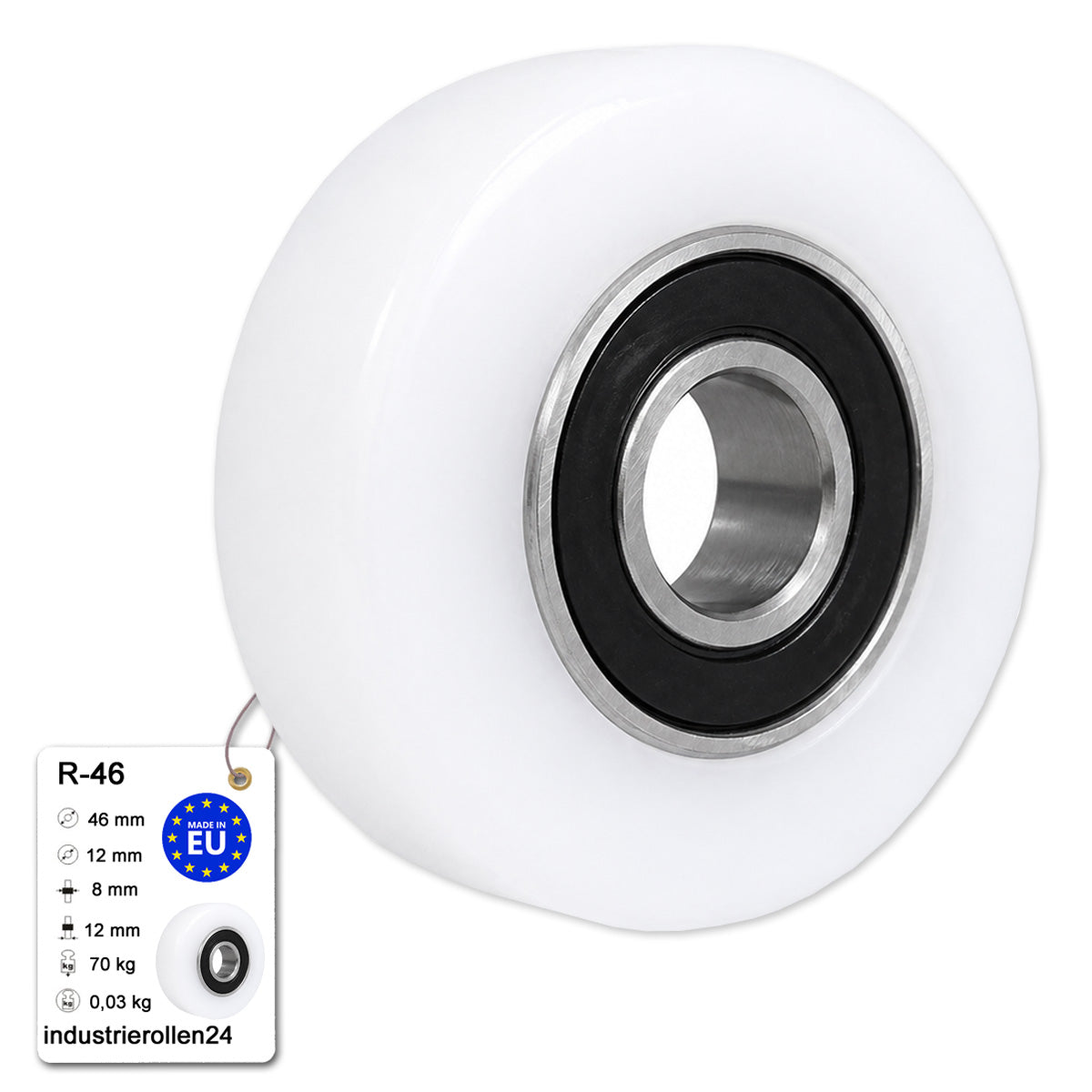 Polyamid Rolle Ø 46 mm mit Kugellager Kunststoffrolle Industrierollen R-46