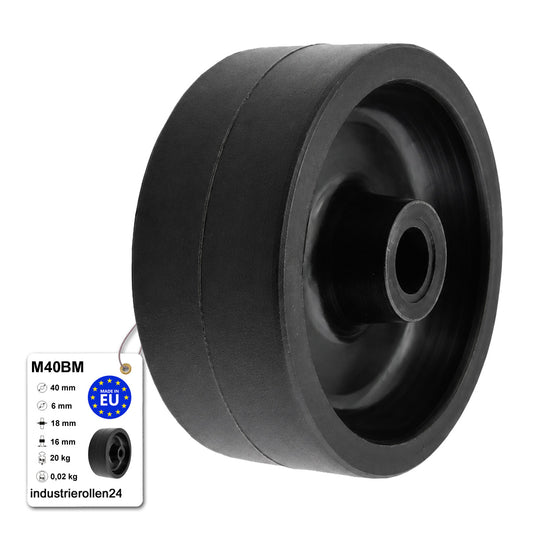 Möbelrolle Ø 40 mm Möbelrad Kunststoff Ersatzrad Transportrolle M40BM