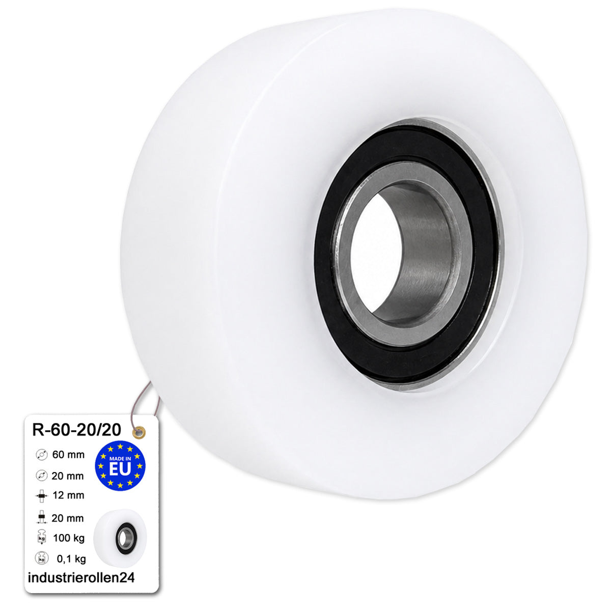 Teilen Polyamid Rolle Ø 60 mm mit Kugellager Kunststoffrolle Industrierollen R-60-20/20
