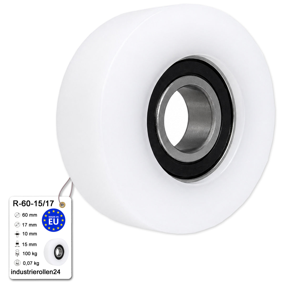 Polyamid Rolle Ø 60 mm mit Kugellager Kunststoffrolle Industrierollen R-60-15/17