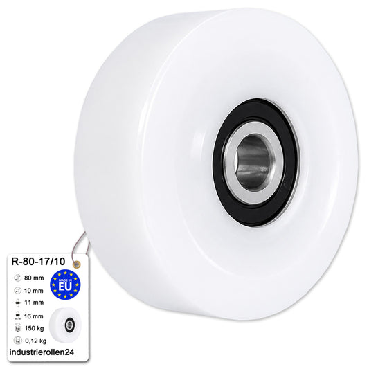 Polyamid Rolle Ø 80 mm mit Kugellager Kunststoffrolle Industrierollen R-80-17/10