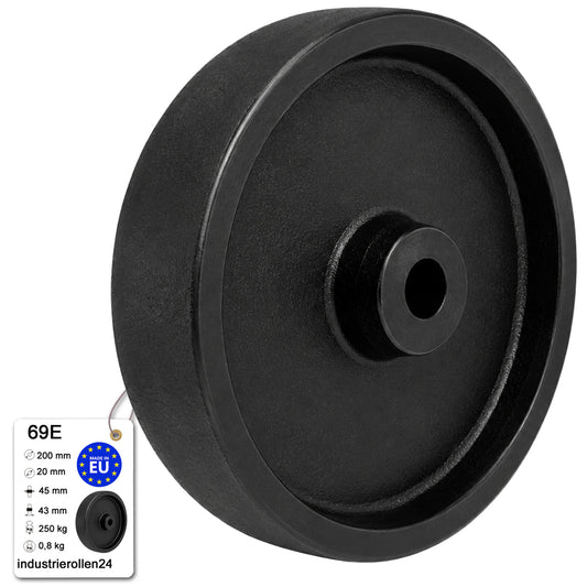 Polyamid Rolle Ø 200 mm PA66 GF30 bis 250°C Hitzebeständig Industrie Rad 69E