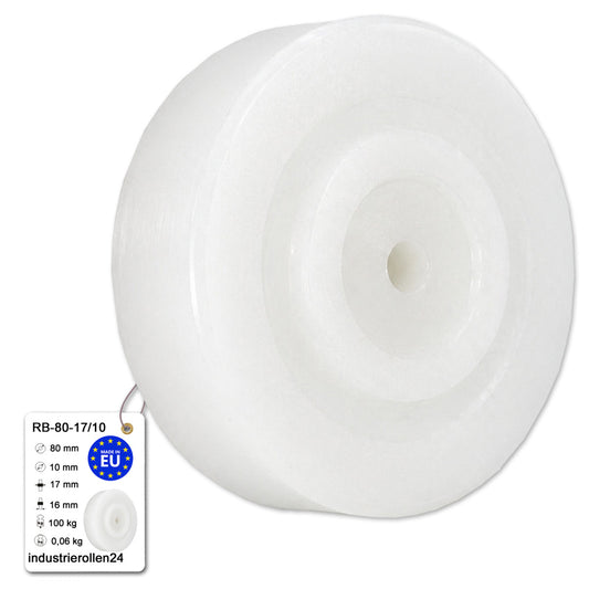 Polyamid Rolle Ø80mm mit Gleitlager Kunststoffrolle Industrierollen RB-80-17/10
