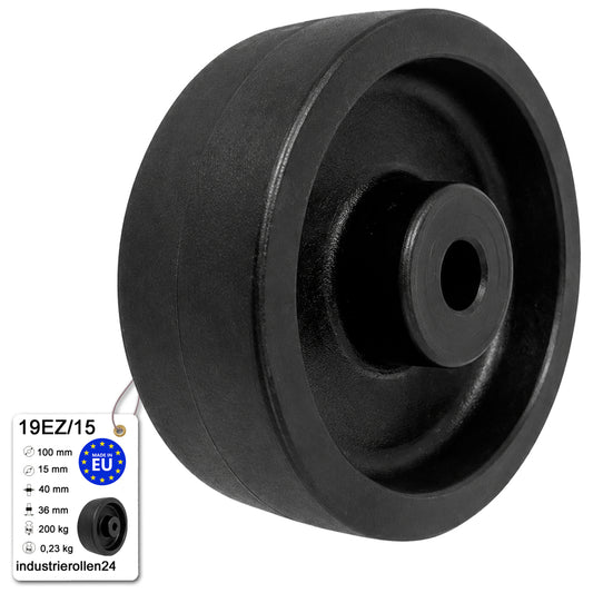 Polyamid Rolle Ø 100mm PA66 GF30 bis 250°C Hitzebeständig Industrie Rad 19EZ/15