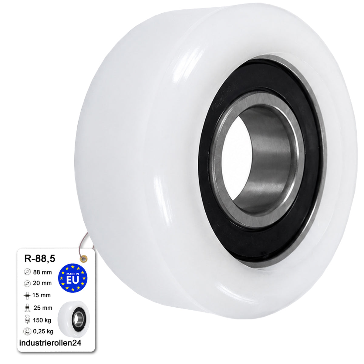 Polyamid Rolle Ø 88,5 mm mit Kugellager Kunststoffrolle Industrierollen R-88,5