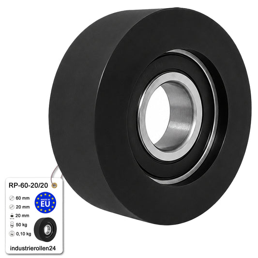 Polyamid Rolle Ø 60mm mit Kugellager Kunststoffrolle Industrierollen RP-60-20/20