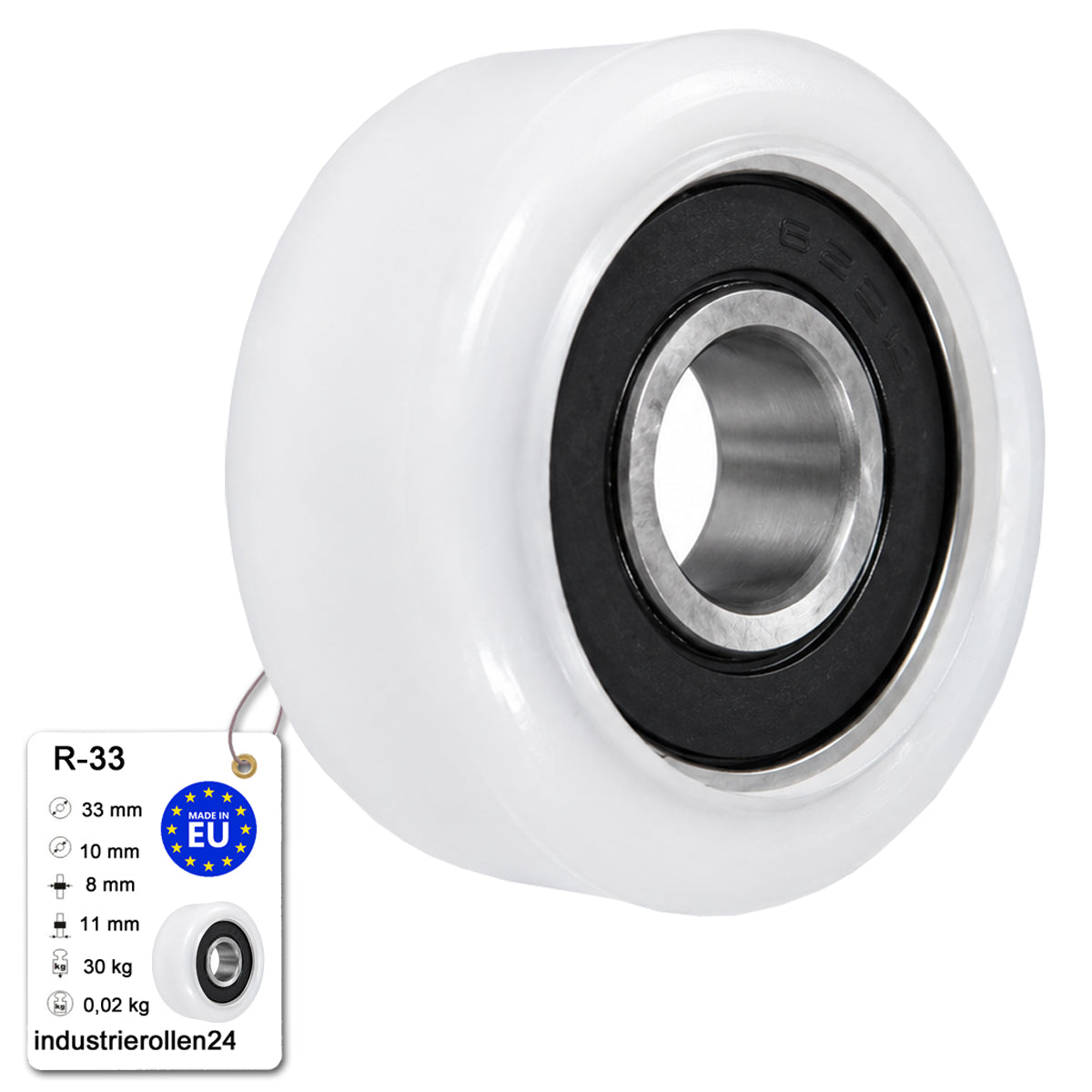 Polyamid Rolle Ø 33 mm mit Kugellager Kunststoffrolle Industrierollen R-33