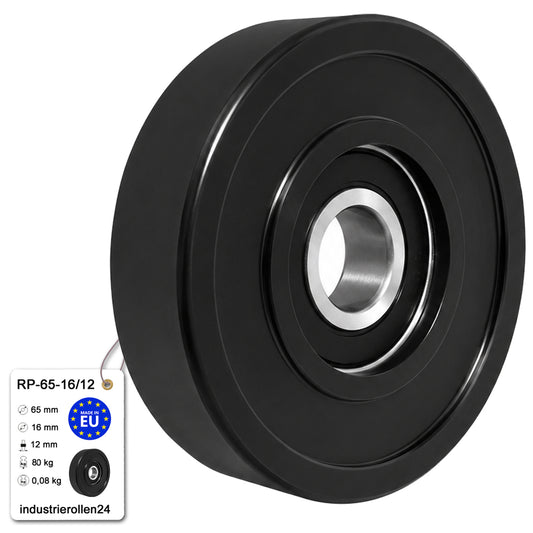 Polyamid Rolle Ø 65mm mit Kugellager Kunststoffrolle Industrierollen RP-65-16/12