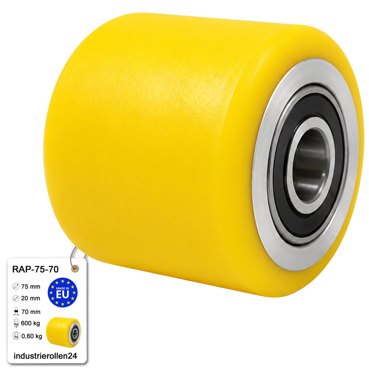 Polyamid Rolle Ø 75 mm mit Kugellager Kunststoffrolle Industrierollen RAP-75-70