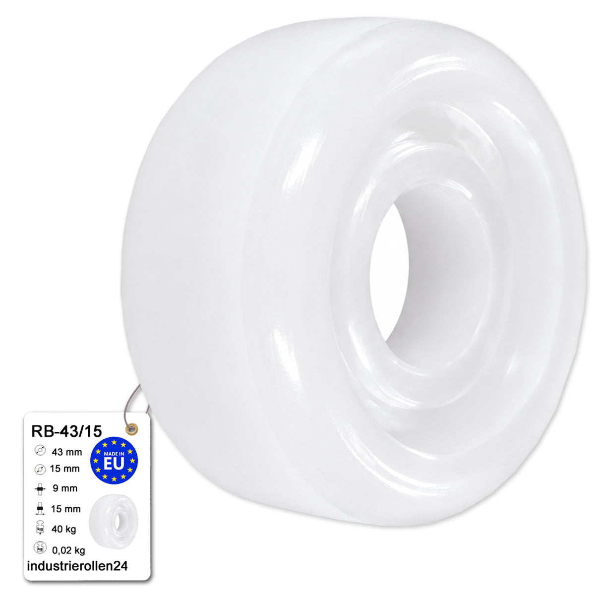 Polyamid Rolle Ø 43 mm mit Gleitlager Kunststoffrolle Industrierollen RB-43/15