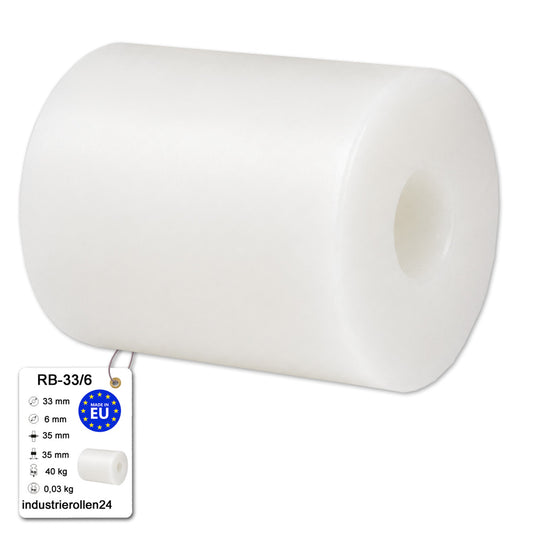Polyamid Rolle Ø 33 mm mit Gleitlager Kunststoffrolle Industrierollen RB-33/6