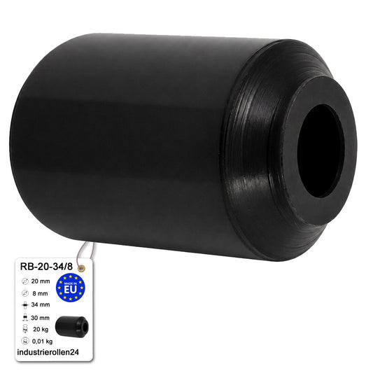 Polyamid Rolle Ø 20 mm mit Gleitlager Kunststoffrolle Industrierollen RB-20-34/8