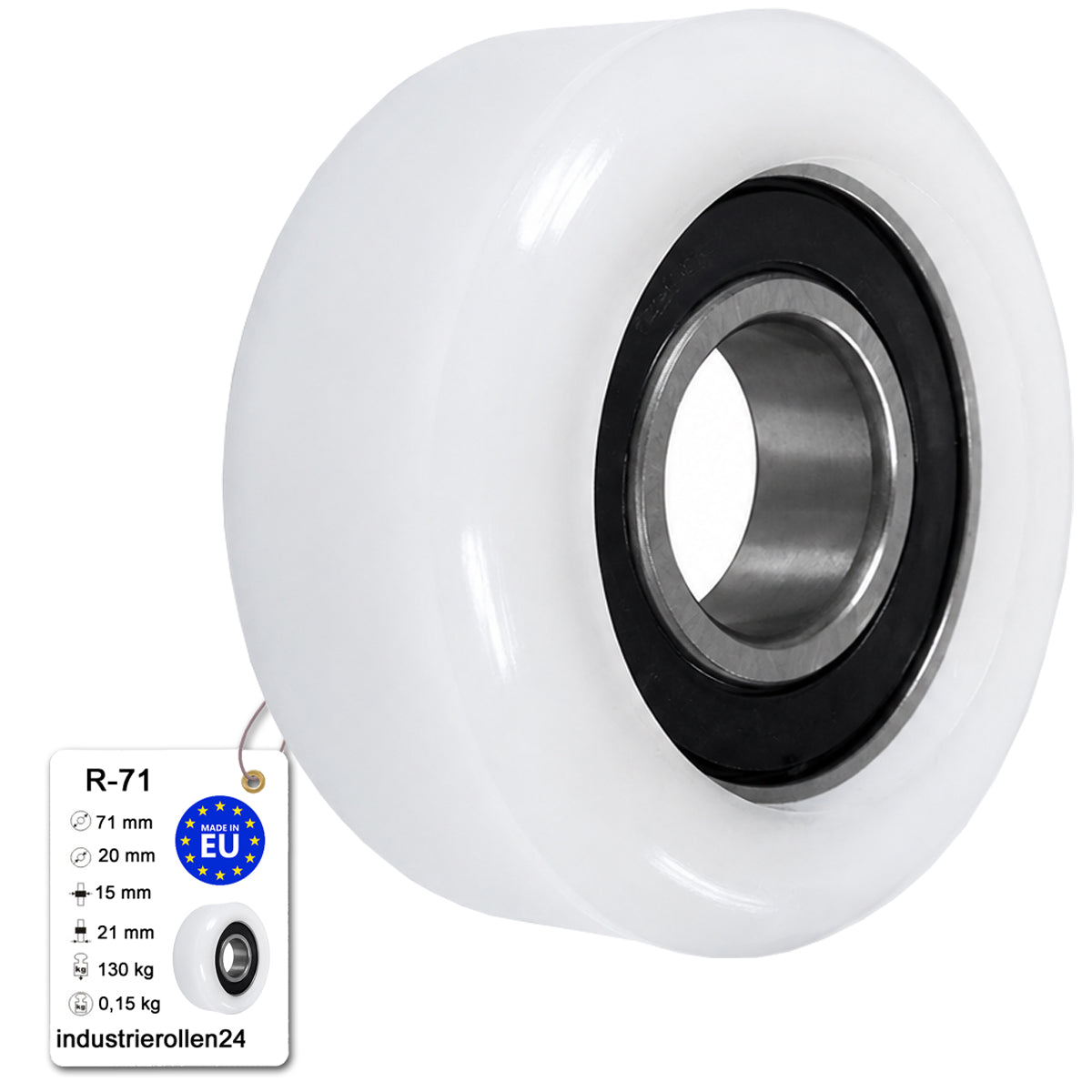 Polyamid Rolle Ø 71 mm mit Kugellager Kunststoffrolle Industrierollen R-71