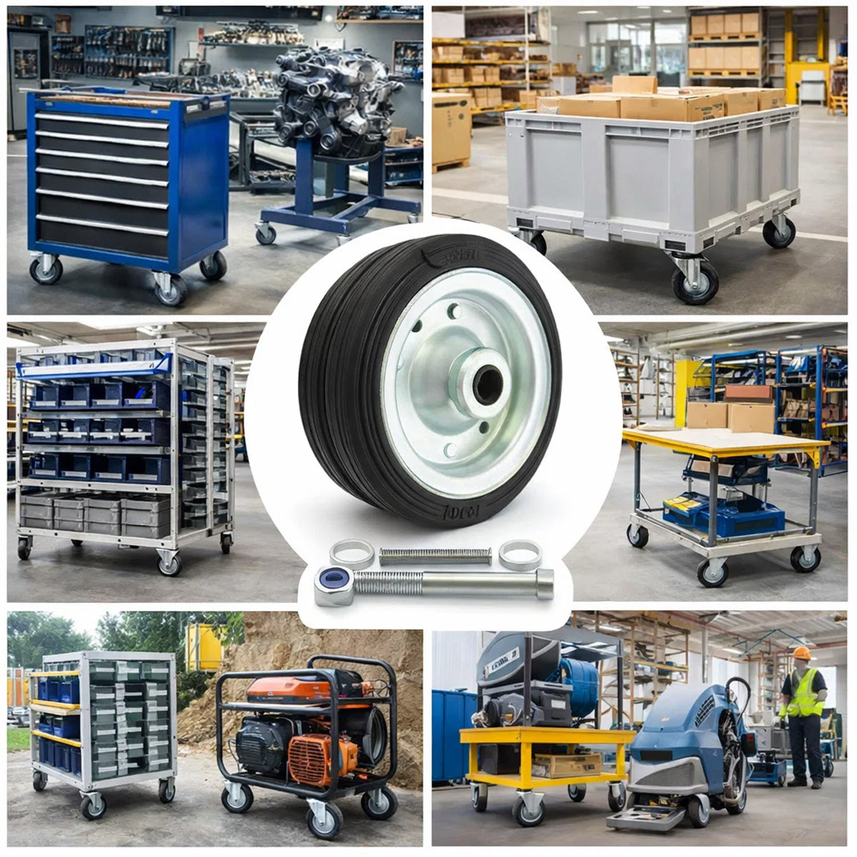 Metall-Gummiräder 100 mm mit Montage-Set – robuste Räder für Transport & Industrie Code: 11