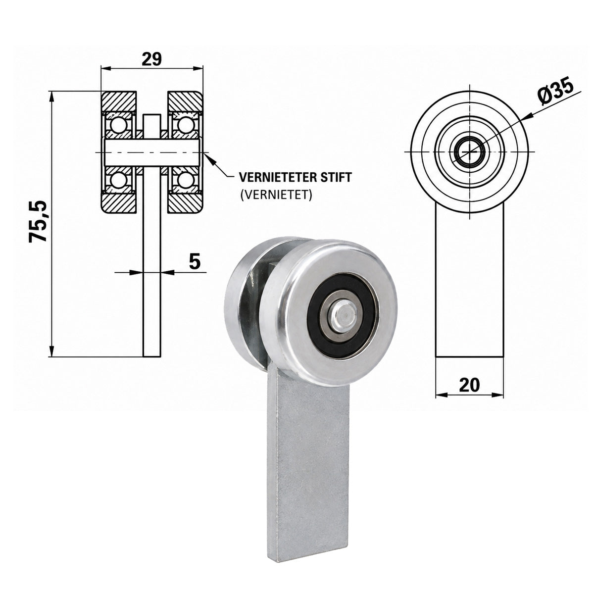 Torwagen für Schiebetore - für Profile 40x40 mm - Wandstärke 2 mm: P-2M-40