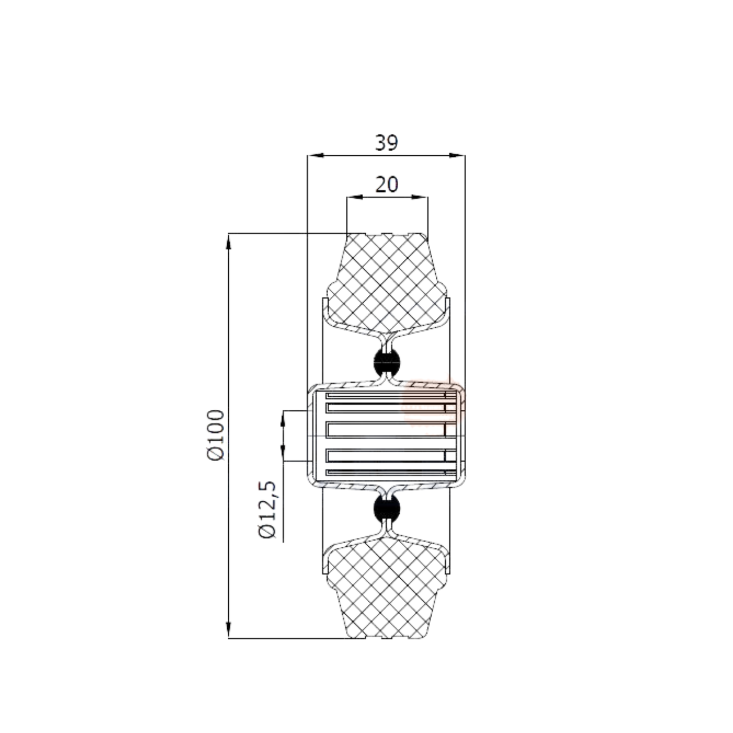 Ersatzrad Ø100 mm – Vollgummi Industrierad für Transportwagen, Code: 10