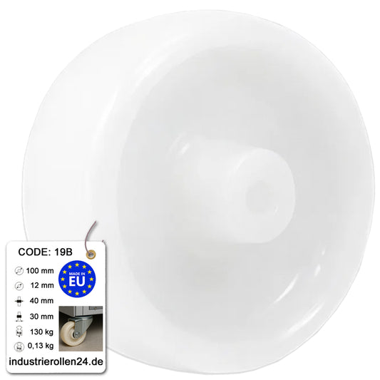 Transportrad Ø100 mm – Weißes Polyamidrad für Wagen, Code: 19B