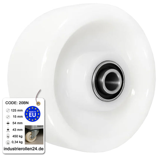 Transportrad Ø125 mm – Weißes Polyamidrad für Wagen, Code: 20BN