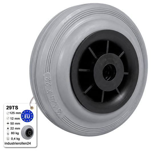 Vollgummi Rad Ø 125 mm mit Polypropylen-Felge Industrie Gummirad Code: 29TS