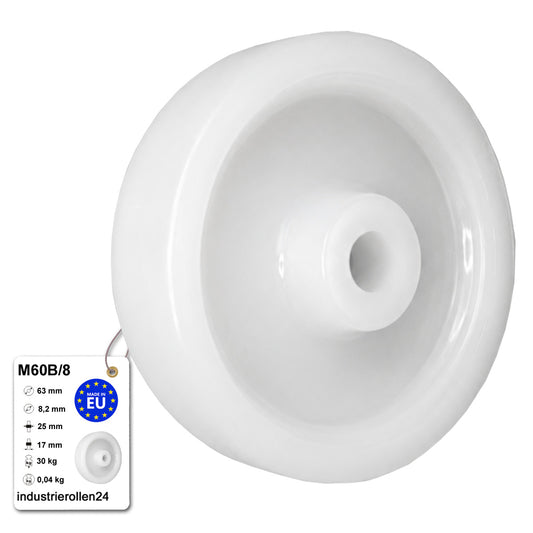 Möbelrolle Ø 63 mm Möbelrad Kunststoff Ersatzrad Transportrolle M60B/8