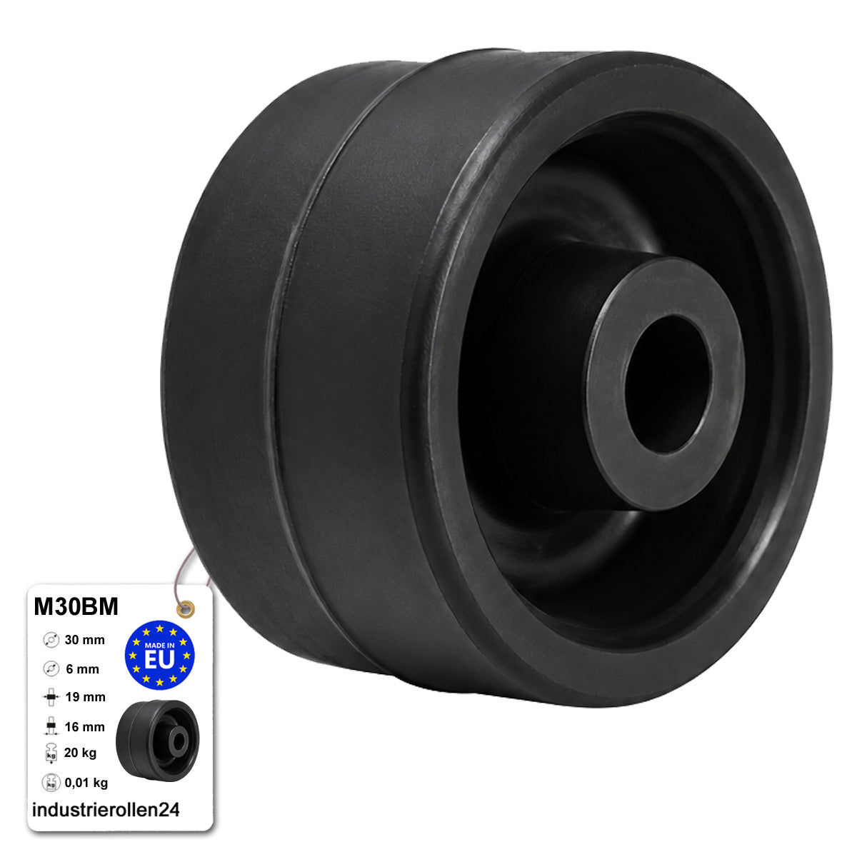 Möbelrolle Ø 30 mm Möbelrad Kunststoff Ersatzrad Transportrolle M30BM