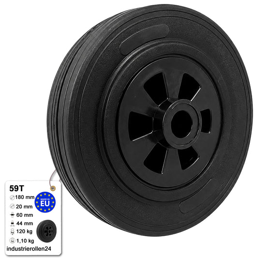 Vollgummi Rad Ø 180 mm mit Polypropylen-Felge Industrie Gummirad Code: 59T