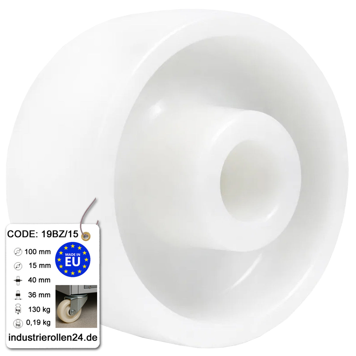 Transportrad Ø100 mm – Weißes Polyamidrad für Wagen, Code: 19BZ/15