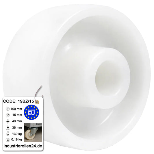 Transportrad Ø100 mm – Weißes Polyamidrad für Wagen, Code: 19BZ/15