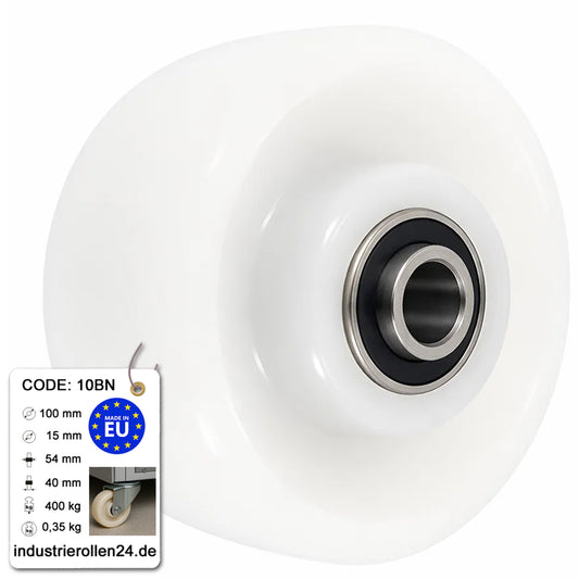 Transportrad Ø100 mm – Weißes Polyamidrad für Wagen, Code: 10BN