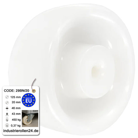 Transportrad Ø125 mm – Weißes Polyamidrad für Wagen, Code: 29BN/20