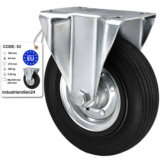 Metall-Gummiräder mit Platte Bockrolle Ø180 mm mit Platte Code: 53