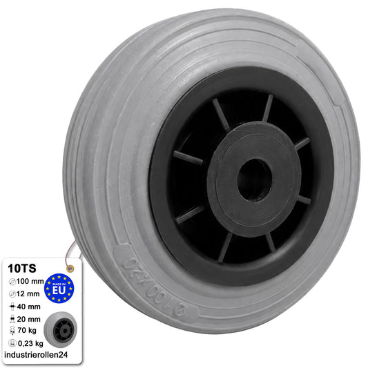 Vollgummi Rad Ø 100 mm mit Polypropylen-Felge Industrie Gummirad Code: 10TS