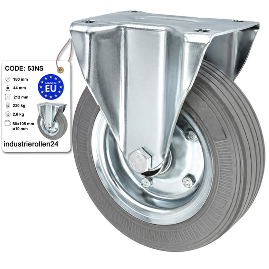 Metall-Gummiräder mit Platte Bockrolle Ø180 mm mit Platte Code: 53NS