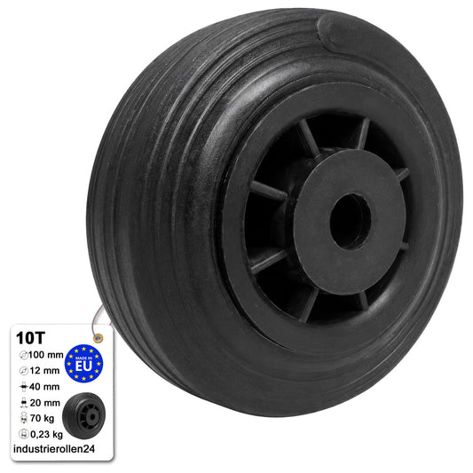 Vollgummi Rad Ø 100 mm mit Polypropylen-Felge Industrie Gummirad Code: 10T