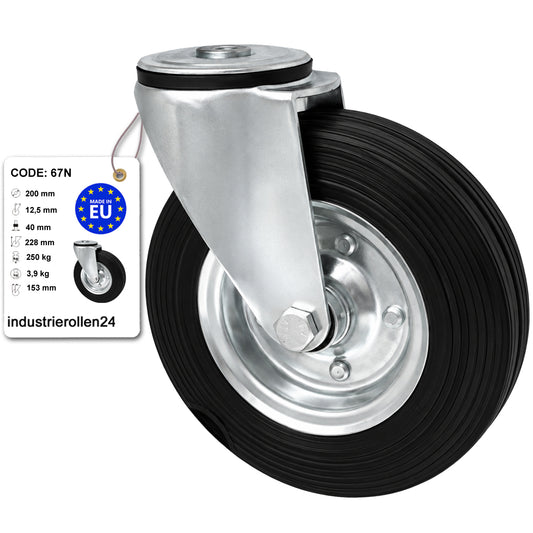 Metall-Gummiräder mit Befestigungsstift mit Zentralbohrung  Ø200 mm Code: 67N