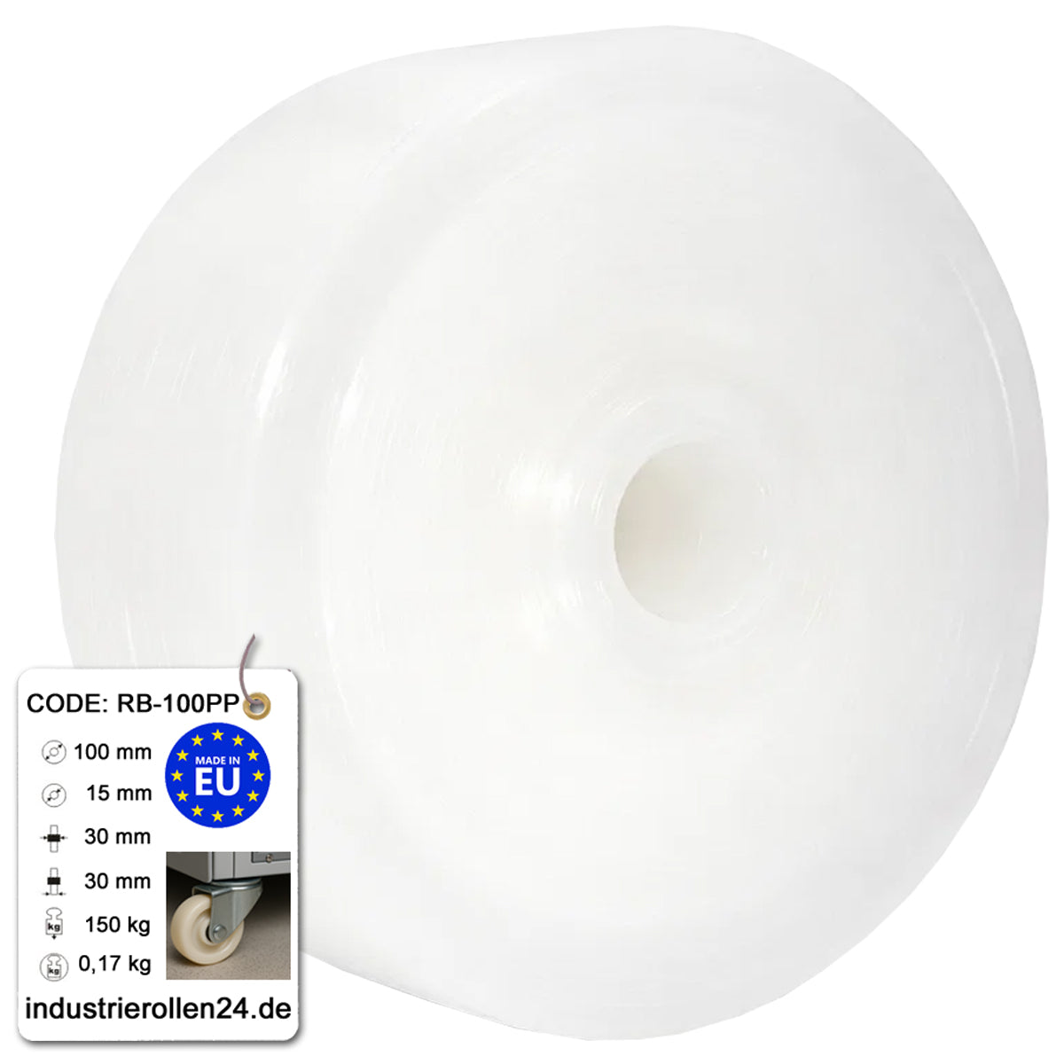 Transportrad Ø100 mm – Weißes Polyamidrad für Wagen, Code: RB-100PP