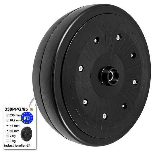 Vollgummi Rad Ø 330 mm mit Polypropylen-Felge Industrie Gummirad Code: 330PPG/65